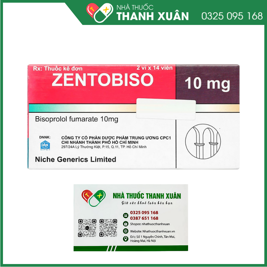 Zentobiso 10mg trị suy tim mãn tính ổn định